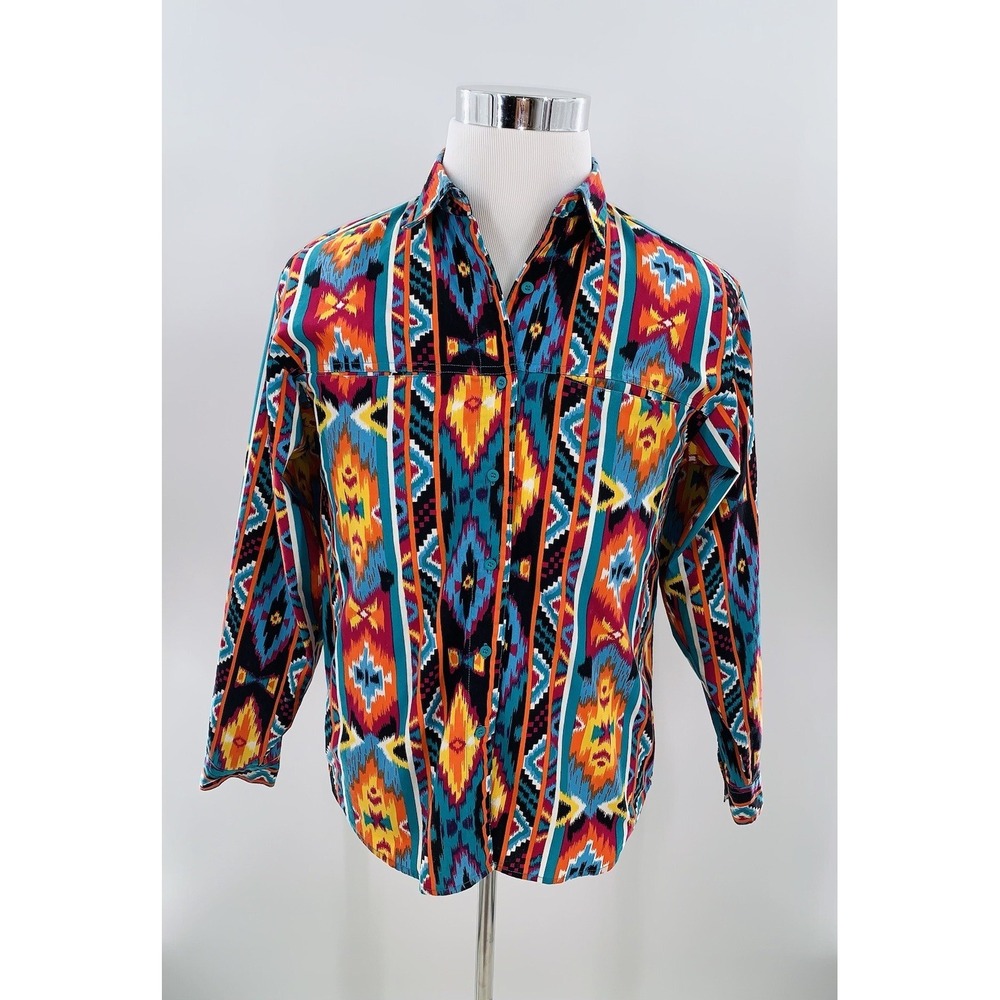WRANGLER Women's Western Vintage Shirt Aztec‎ Native American Authentic Sz L